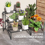 3-Tier Metal Plant Stand for Garden Balcony Indoor Outdoor, Black