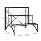 3-Tier Metal Plant Stand for Garden Balcony Indoor Outdoor, Black