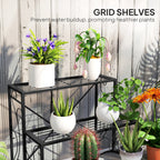 3-Tier Metal Plant Stand for Garden Balcony Indoor Outdoor, Black
