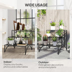 3-Tier Metal Plant Stand for Garden Balcony Indoor Outdoor, Black