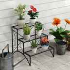 3-Tier Metal Plant Stand for Garden Balcony Indoor Outdoor, Black