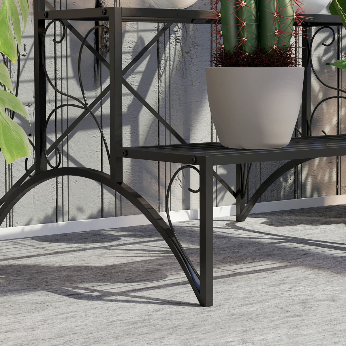 3-Tier Metal Plant Stand for Garden Balcony Indoor Outdoor, Black