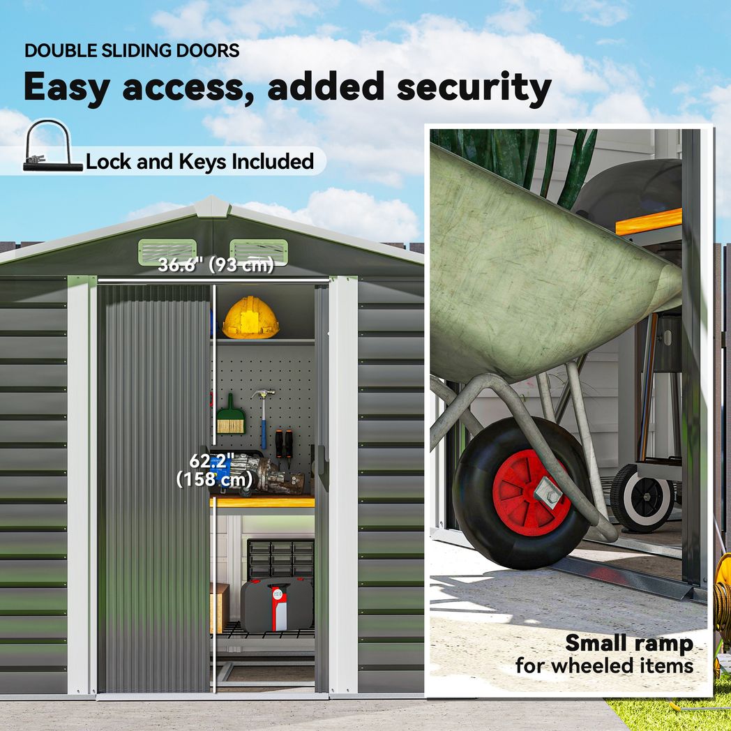 7 x 4ft Upgraded Metal Shed with Lock, Easy to Assemble