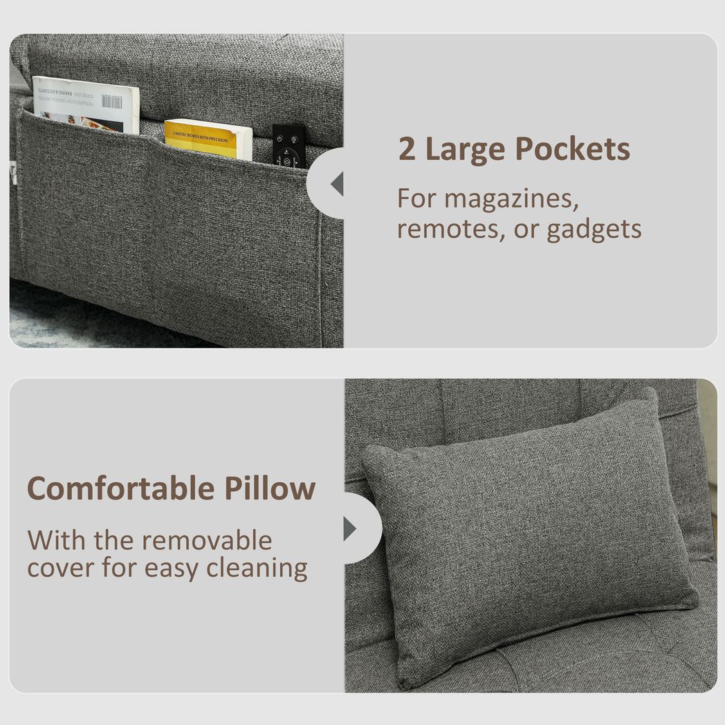 4-in-1 Pull Out Sleeper Chair Bed with Pockets