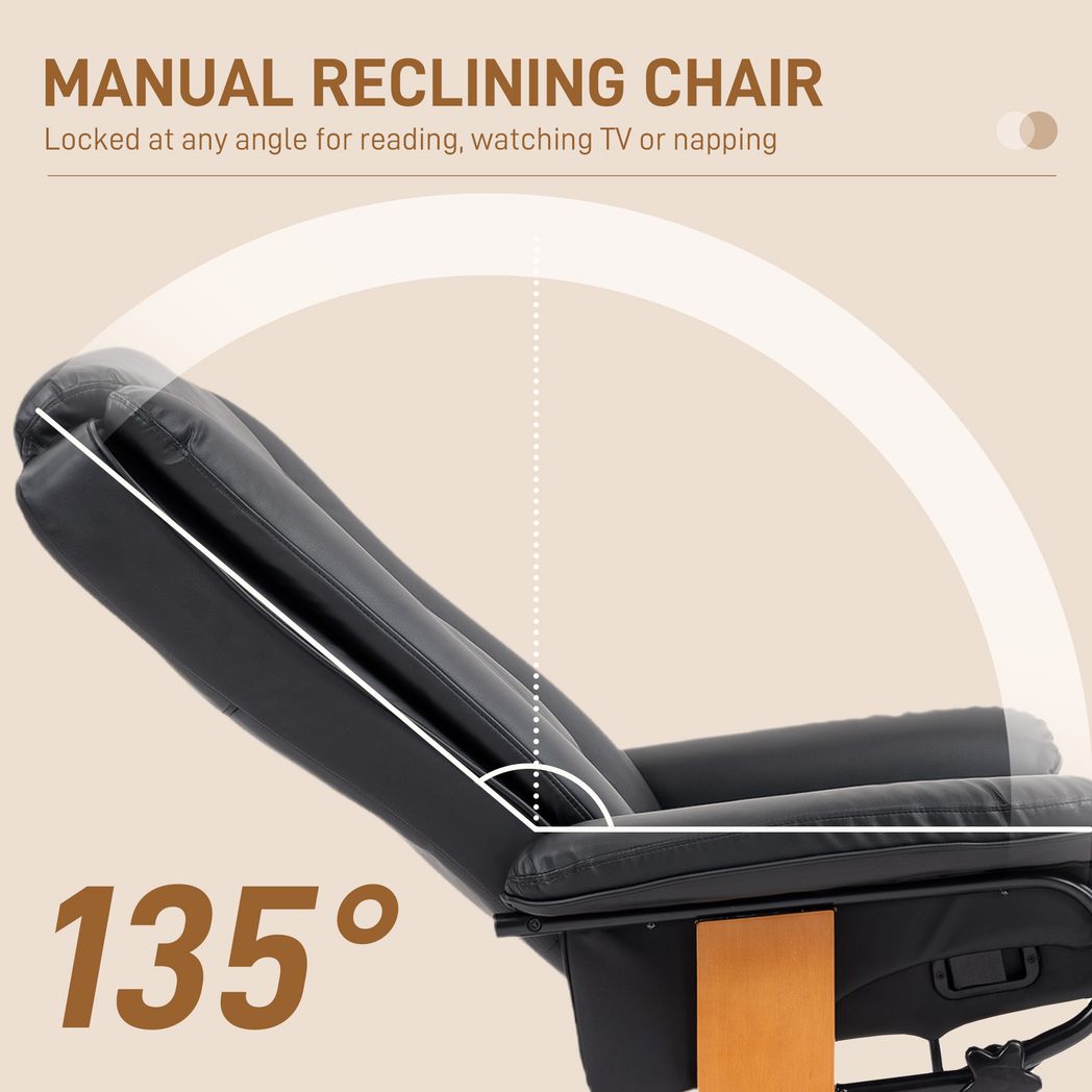 PU Leather Reclining Armchair with Footrest for Living Room
