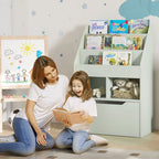 Kids Bookcase, Toy Box w/ Storage Drawer, Wheels for Bedroom