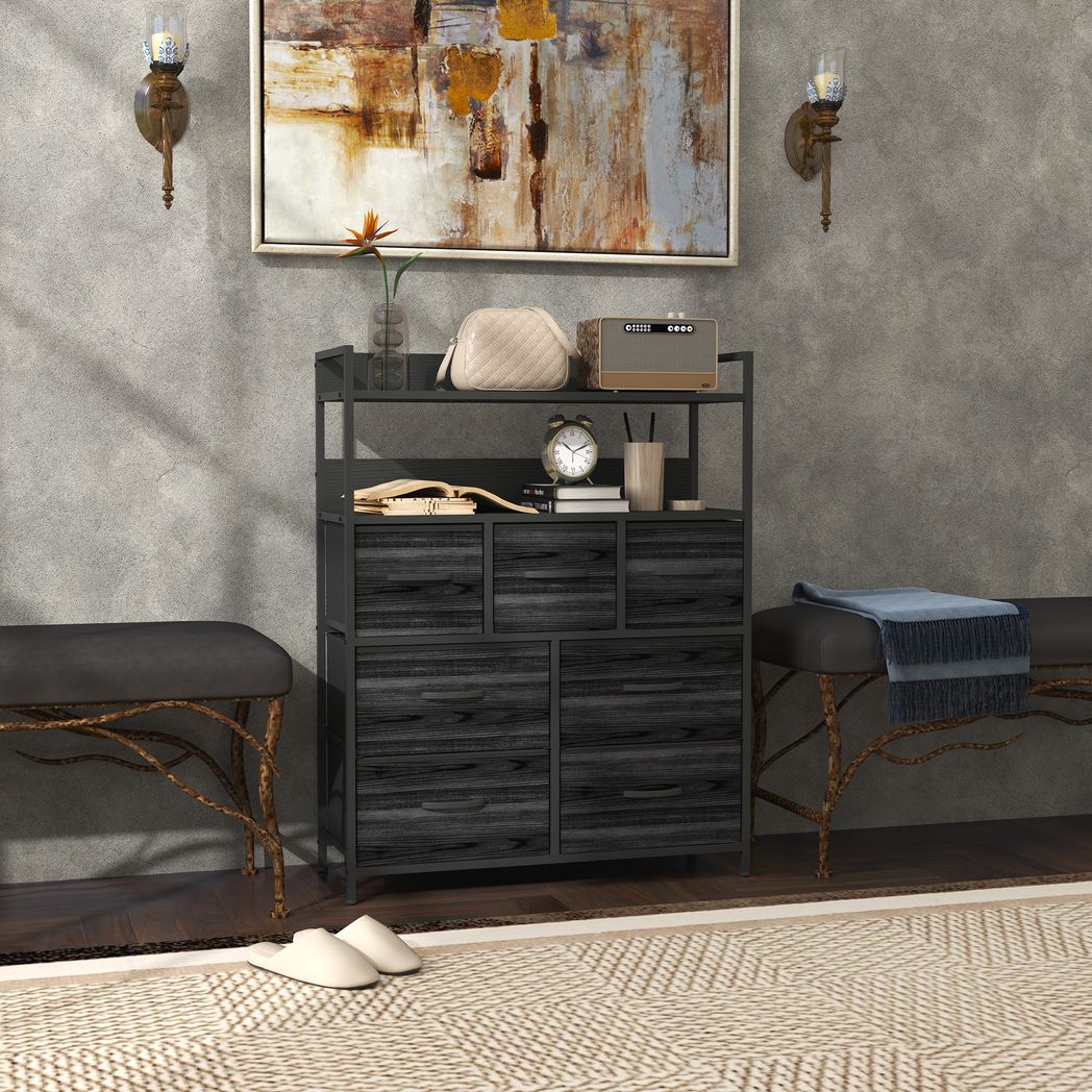 Bedroom Chest of Drawers 7 Drawer Dresser w/ Shelves