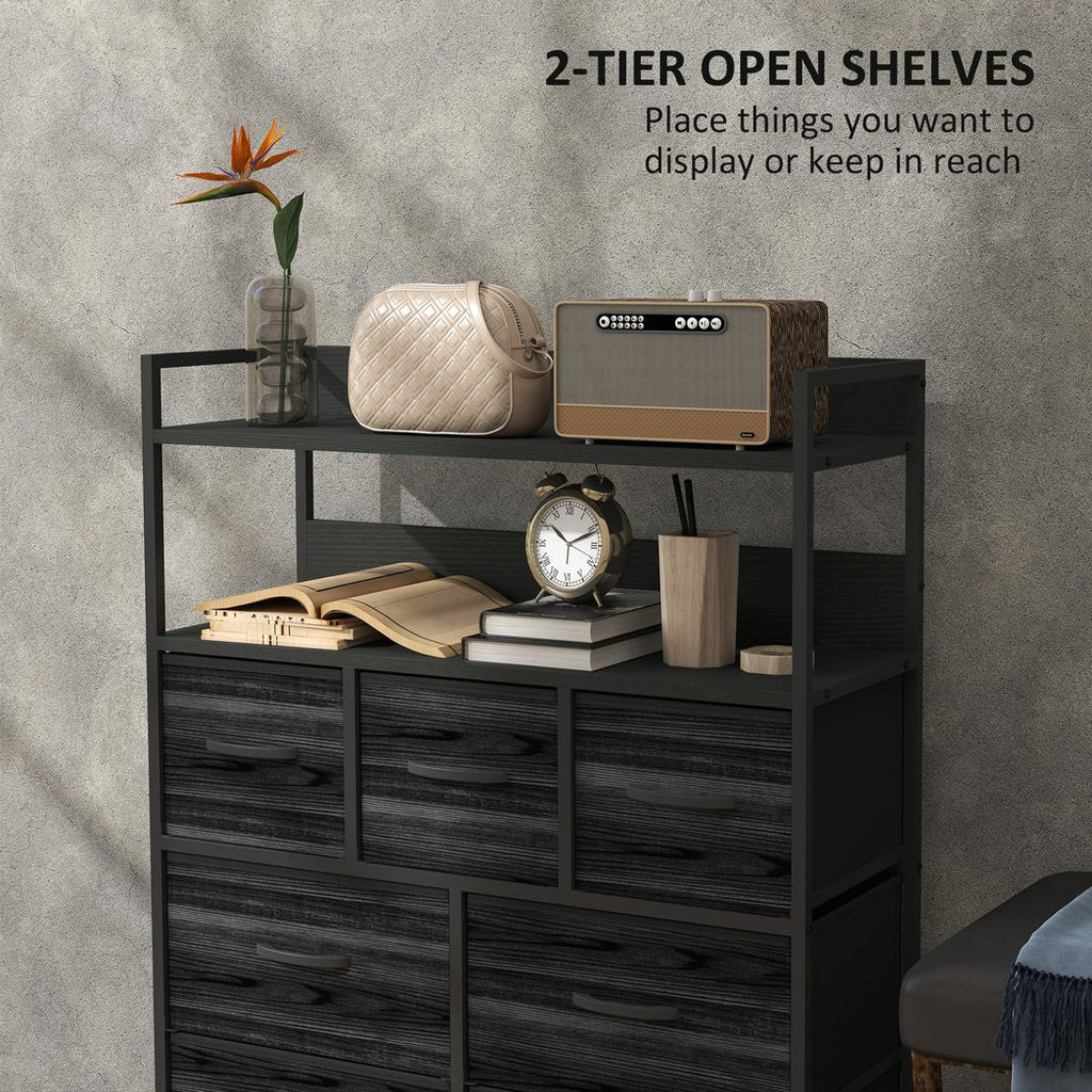 Bedroom Chest of Drawers 7 Drawer Dresser w/ Shelves