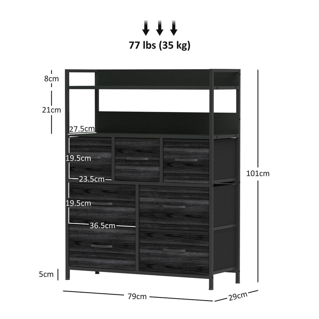 Bedroom Chest of Drawers 7 Drawer Dresser w/ Shelves