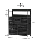 Bedroom Chest of Drawers 7 Drawer Dresser w/ Shelves