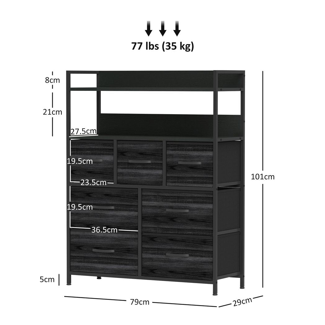Bedroom Chest of Drawers 7 Drawer Dresser w/ Shelves