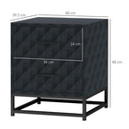 Bedside Table Set of 2, Nightstand with 2 Drawers, Steel Legs