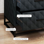 Bedside Table Set of 2, Nightstand with 2 Drawers, Steel Legs