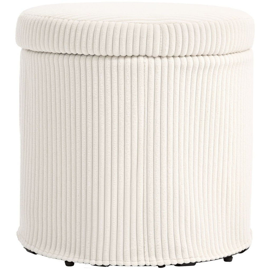 Round Storage Ottoman with Lid, Vanity Stool with Storage