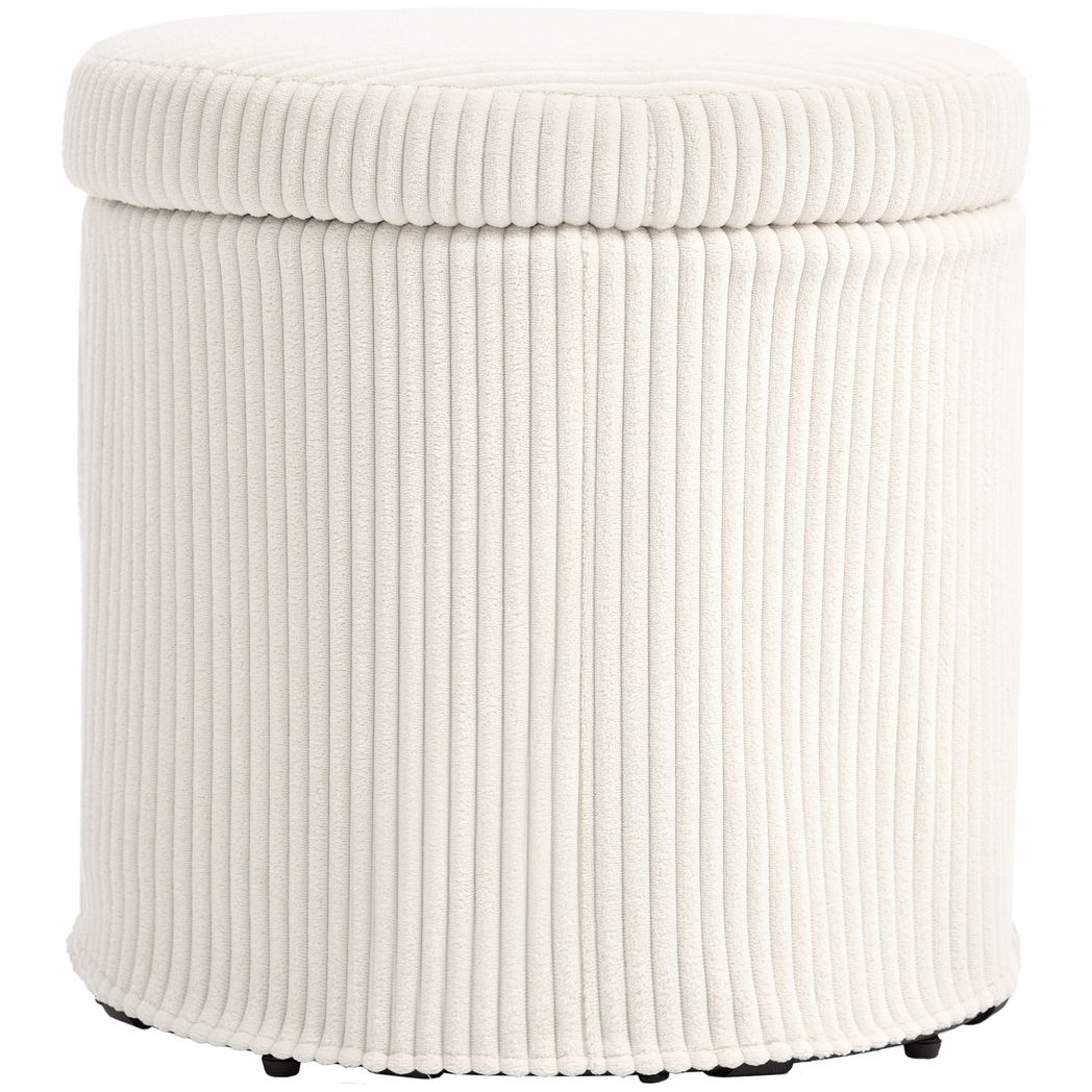 Round Storage Ottoman with Lid, Vanity Stool with Storage