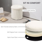 Round Storage Ottoman with Lid, Vanity Stool with Storage