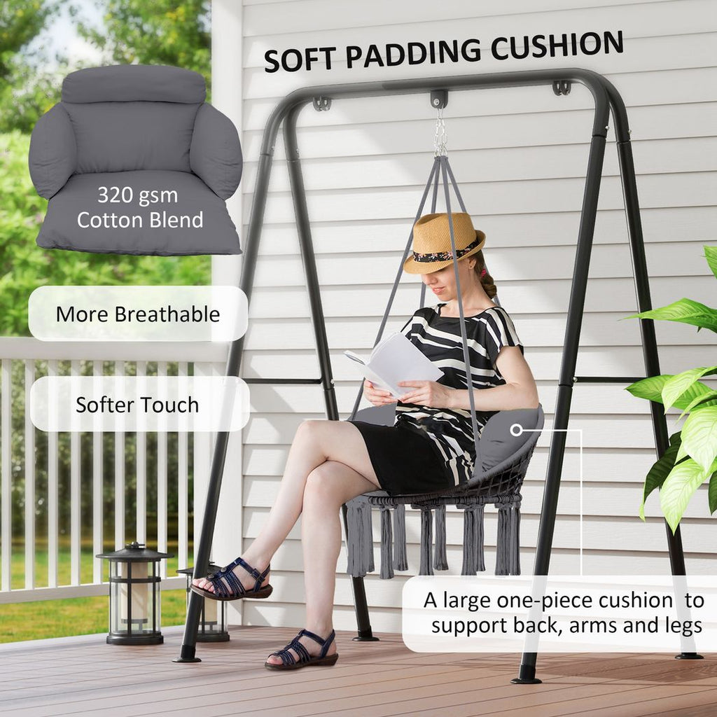 Hammock Chair, Boho Hanging Swing Chair with Cushion