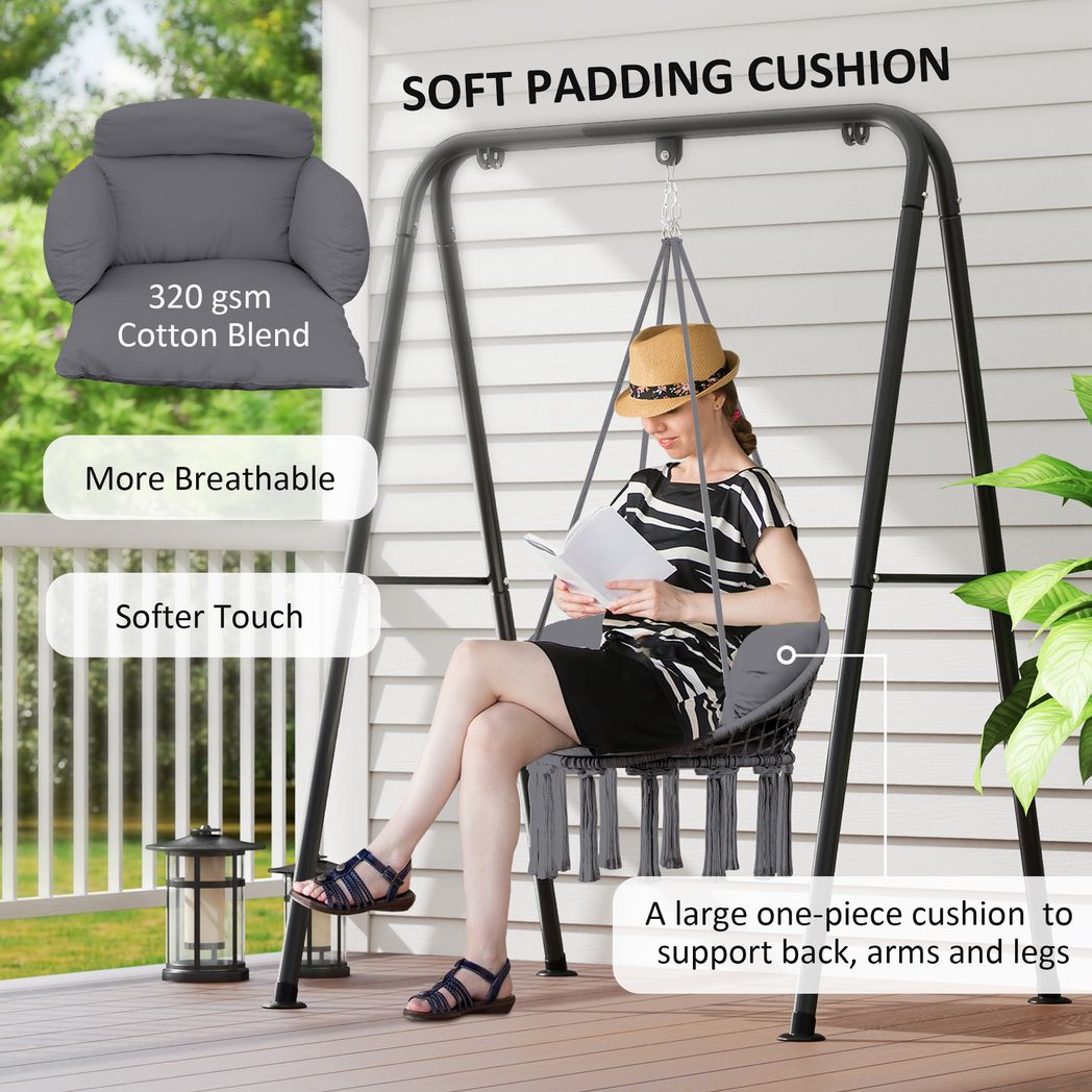 Hammock Chair, Boho Hanging Swing Chair with Cushion