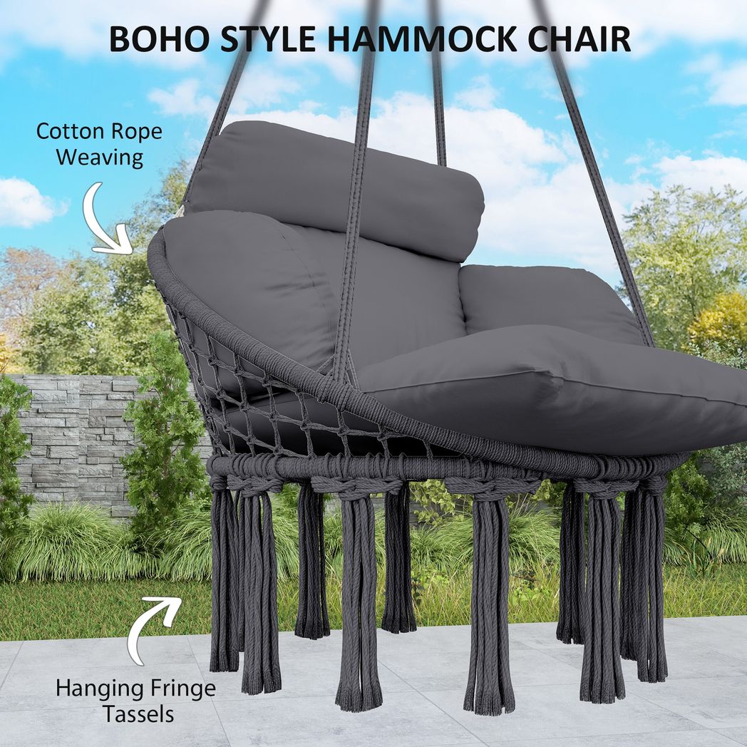 Hammock Chair, Boho Hanging Swing Chair with Cushion
