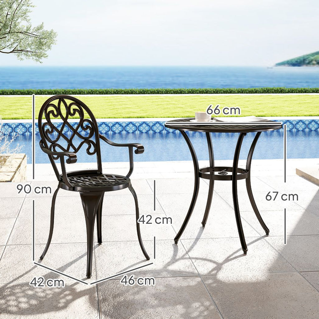 3PCs Bistro Set, Aluminium Garden Table and Chairs