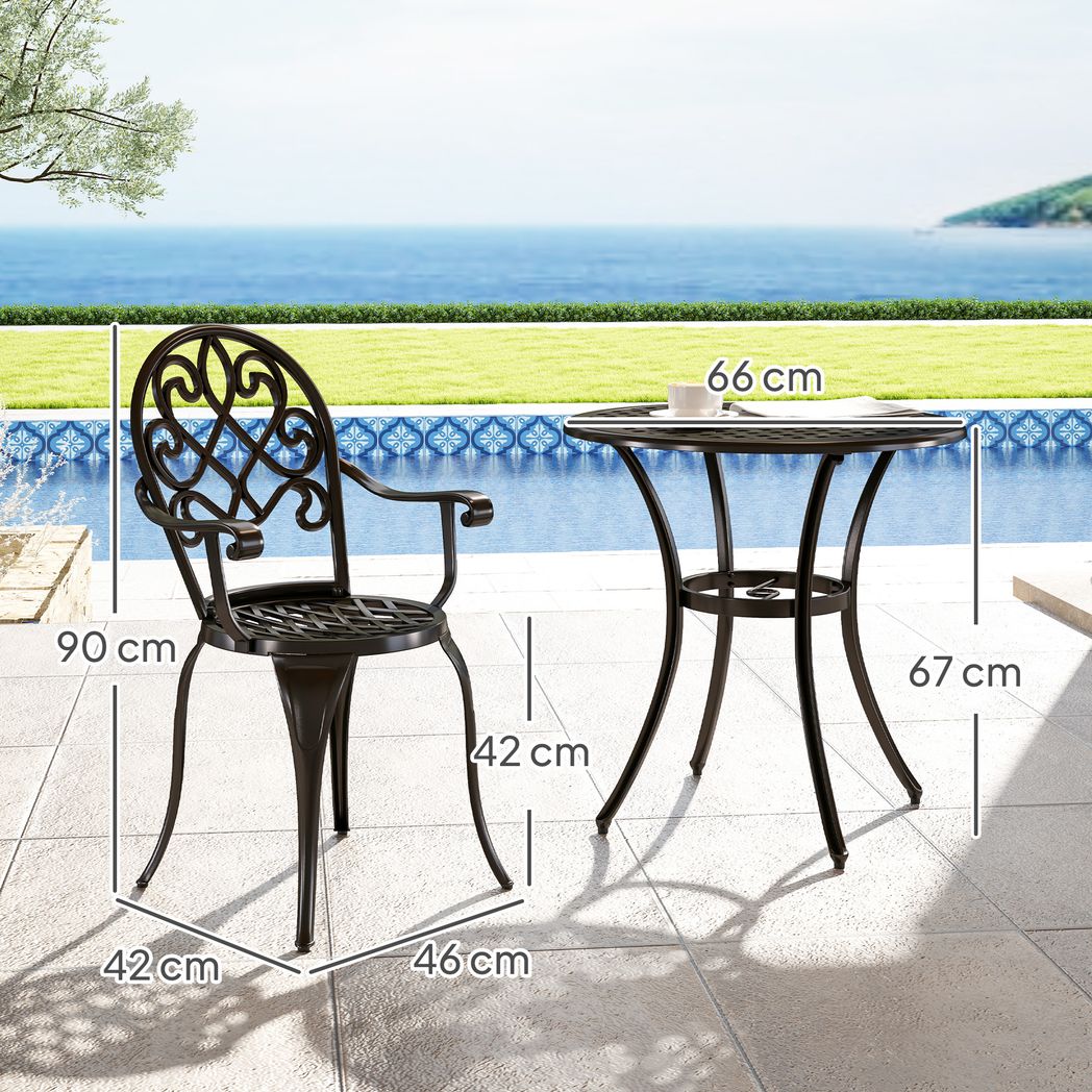 3PCs Bistro Set, Aluminium Garden Table and Chairs