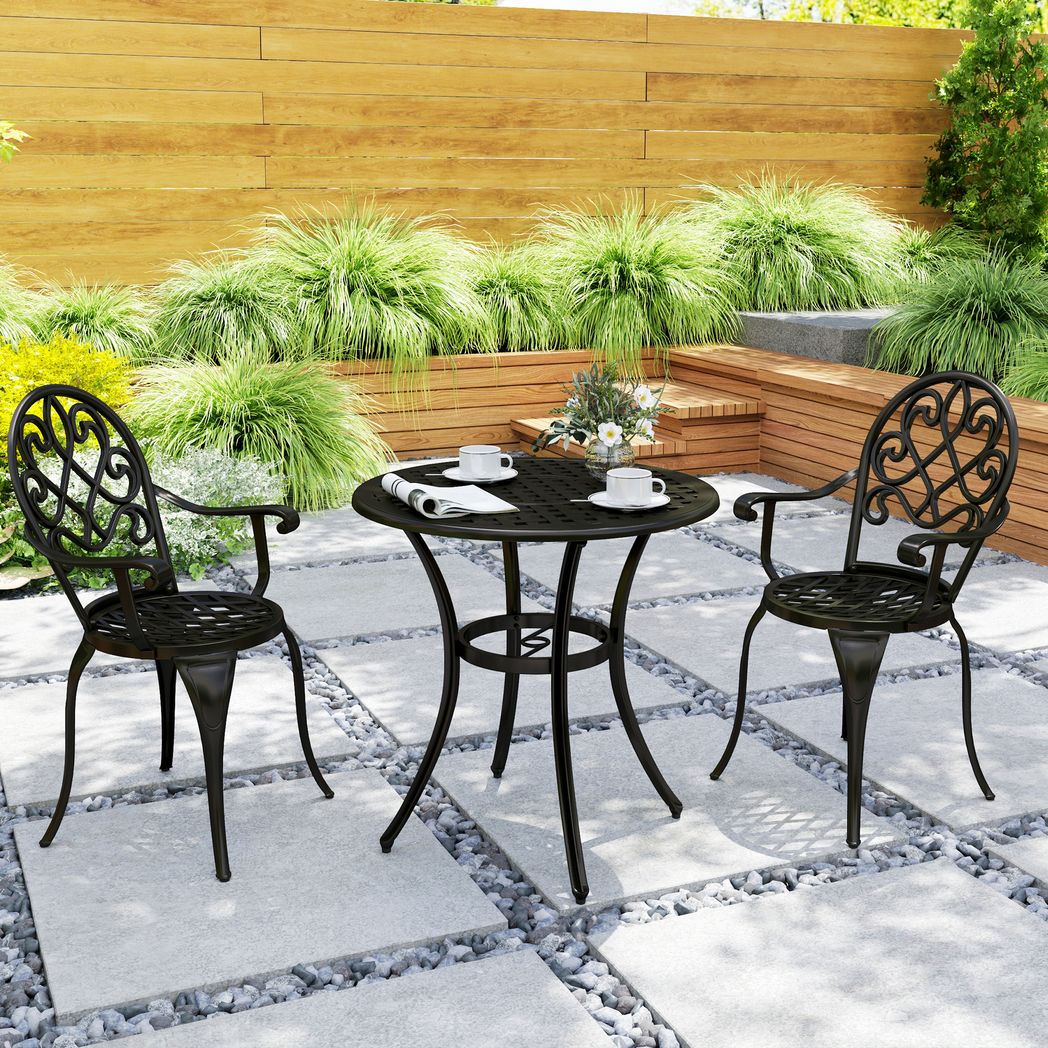 3PCs Bistro Set, Aluminium Garden Table and Chairs