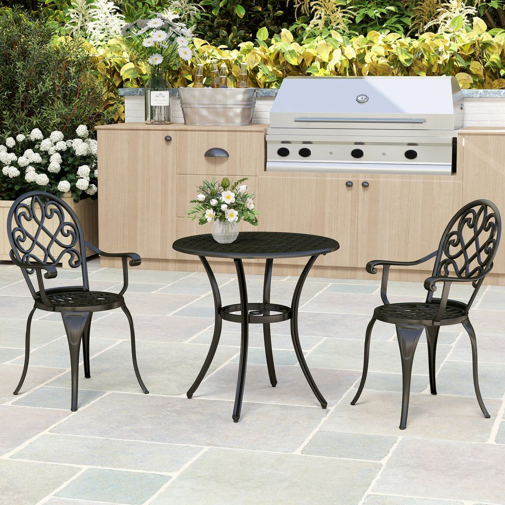 3PCs Bistro Set, Aluminium Garden Table and Chairs