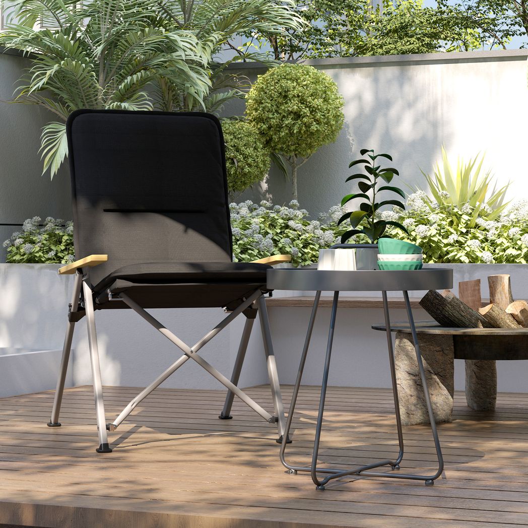 Padded Camp Chair Outdoor High Back Folding Recliner with Bag