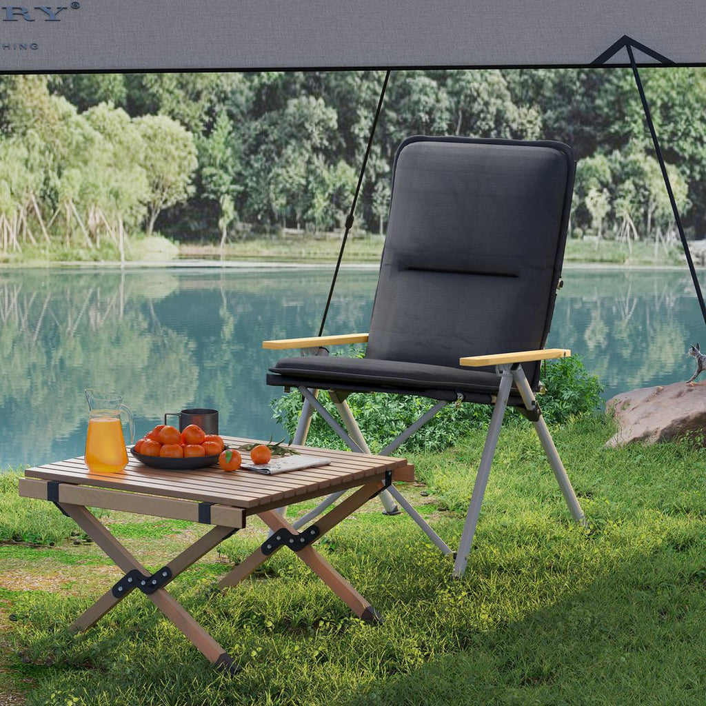 Padded Camp Chair Outdoor High Back Folding Recliner with Bag