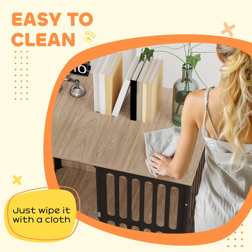 Dog Crate Furniture with Anti-Chew Resistant Mesh for Medium Dogs