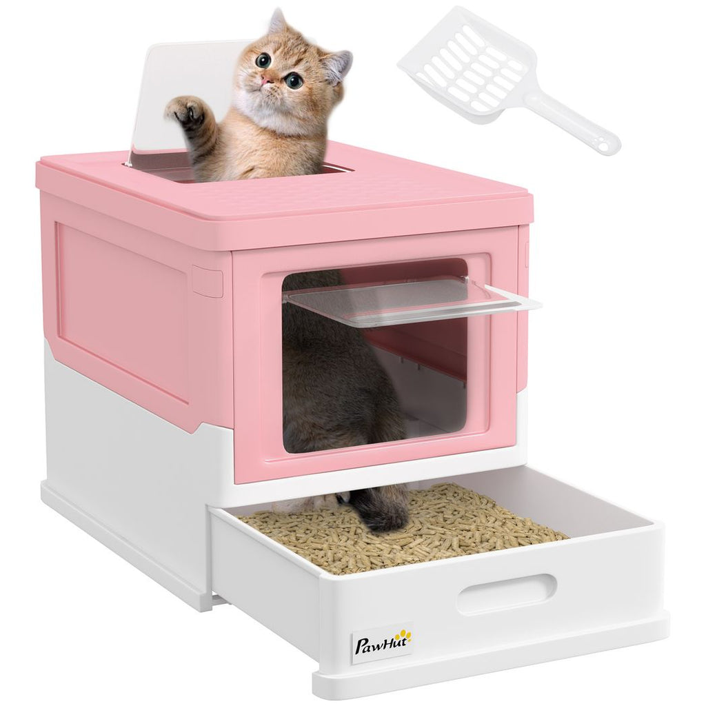 Hooded Cat Litter Box, Pet Toilet w/ Scoop, Tray