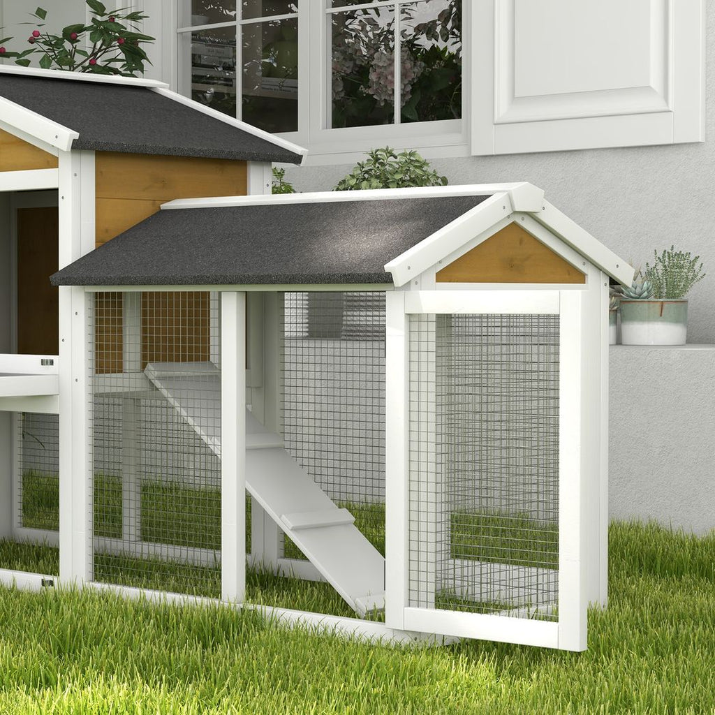 2-Tier Wooden Rabbit Bunny Guinea Hutch Small Pet House Ramp
