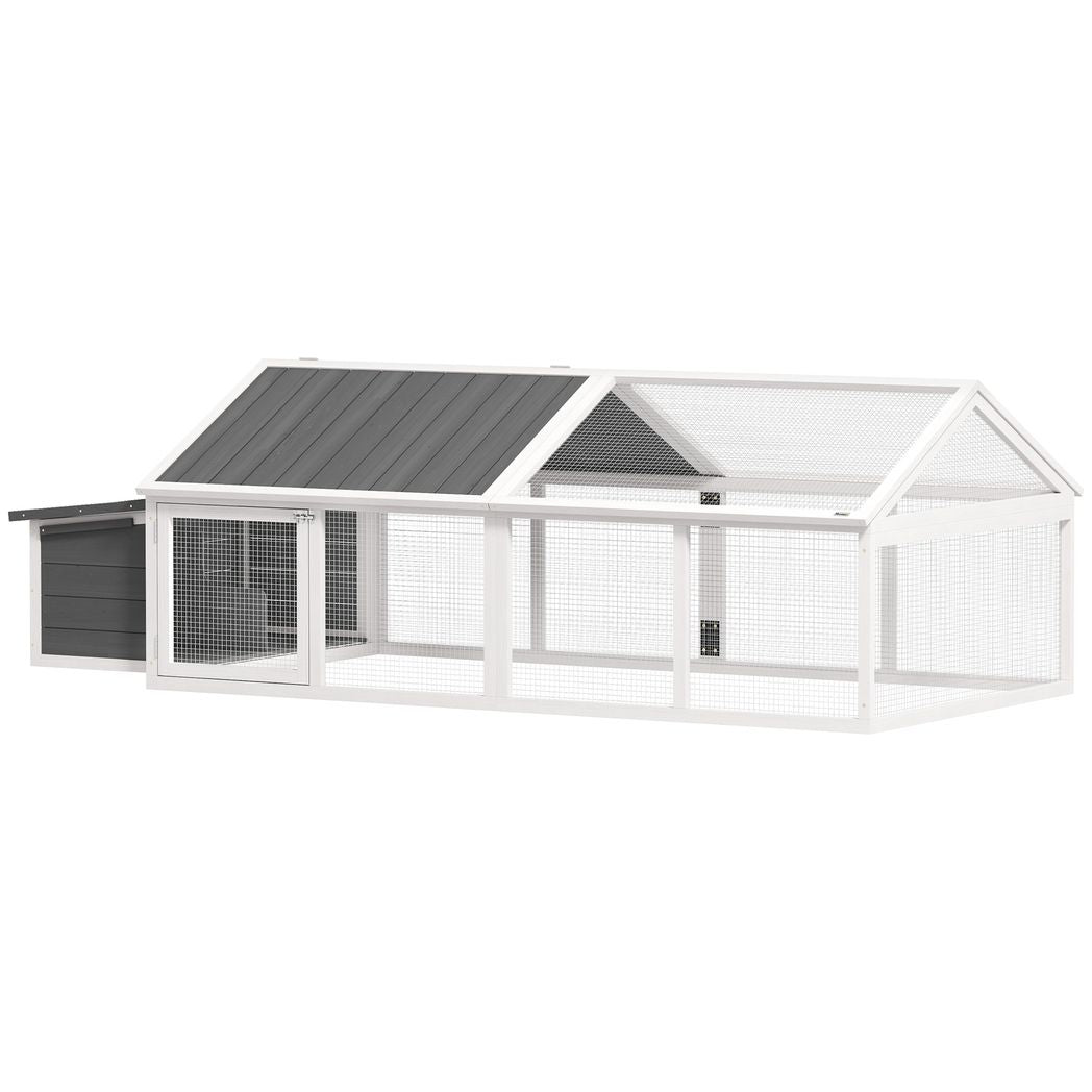 Wooden Chicken Run with Nesting Box, Openable Roof, for 4-8 Chickens