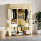Fabric Portable Wardrobe with 8 Shelves 2 Hanging Rails