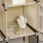 Fabric Portable Wardrobe with 8 Shelves 2 Hanging Rails