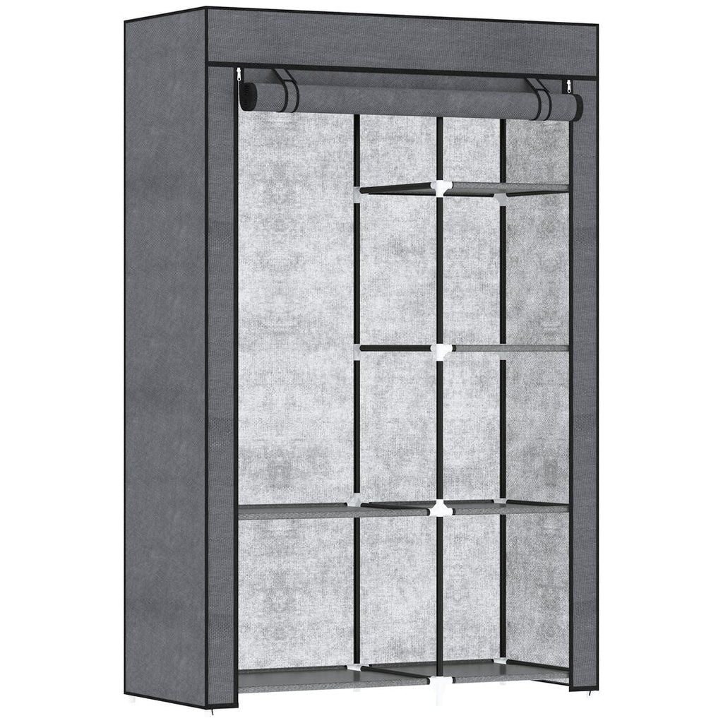 Fabric Wardrobe w/ Shelves Hanging Rail Foldable Closets