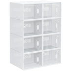 8PCS Stackable Clear Plastic Shoe Storage Box for UK/EU Size 8.5/43
