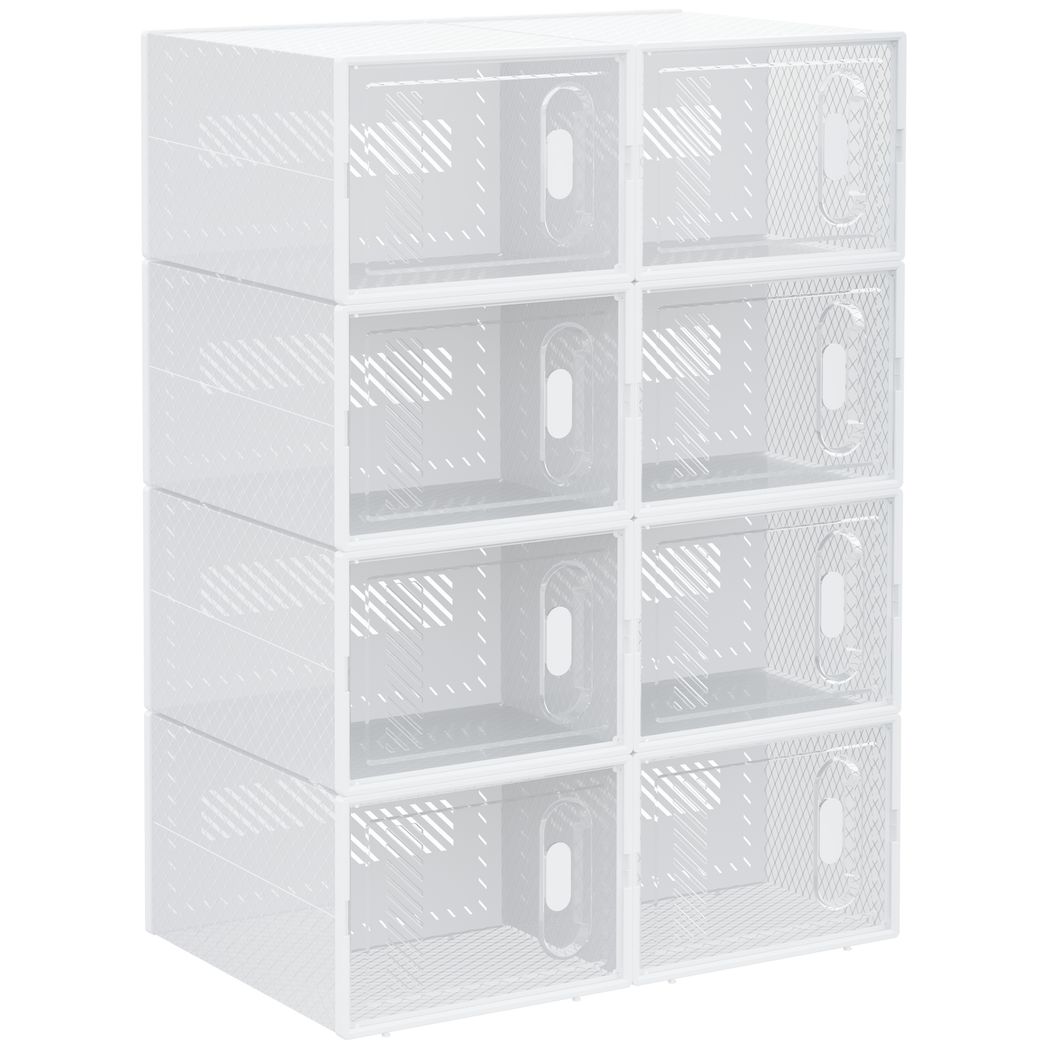 8PCS Stackable Clear Plastic Shoe Storage Box for UK/EU Size 8.5/43