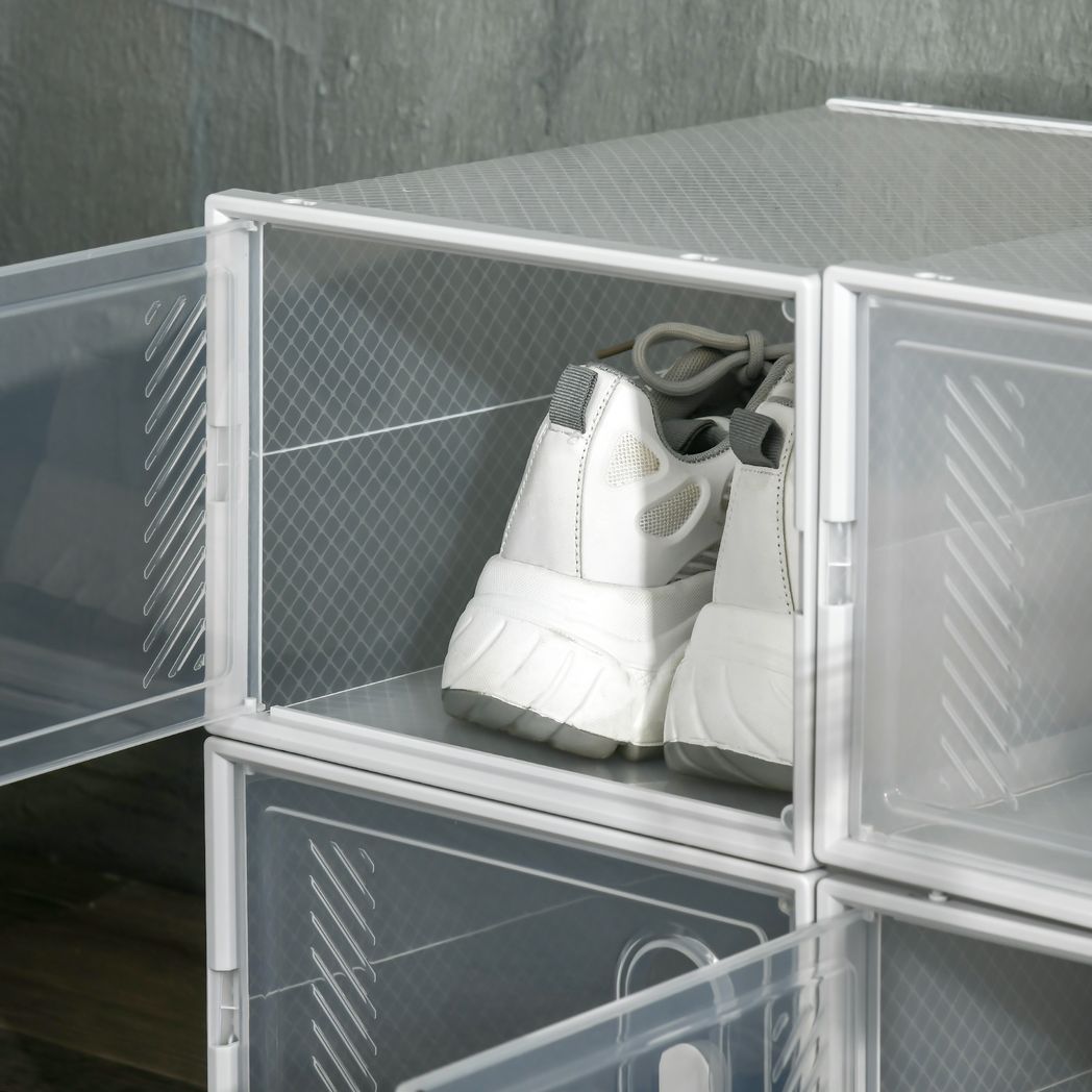 8PCS Stackable Clear Plastic Shoe Storage Box for UK/EU Size 8.5/43