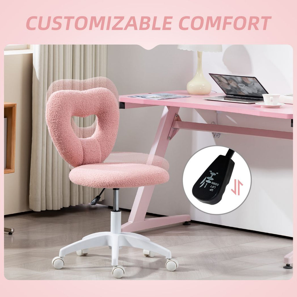 Armless Heart Desk Chair, Makeup Vanity Chair for Home