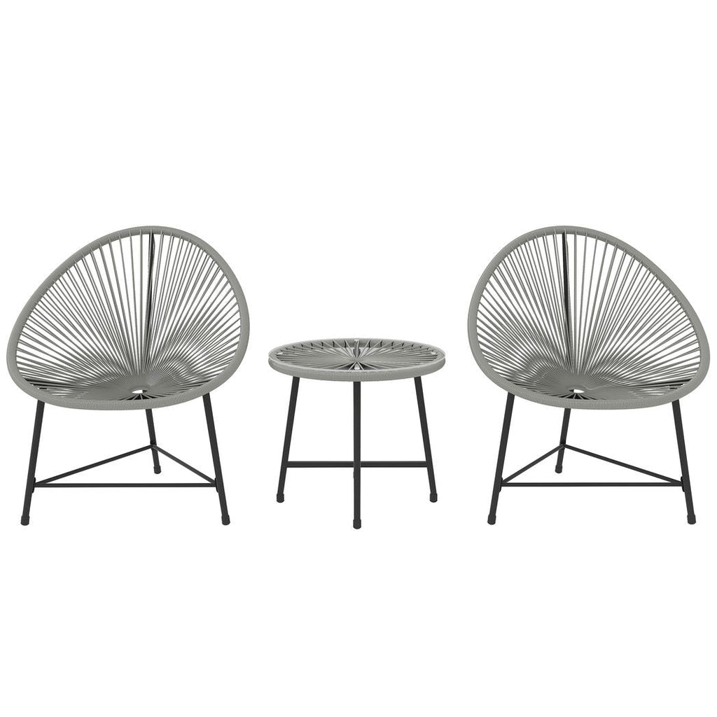 Rattan Bistro Set, Cushioned Acapulco Chairs, Glass Table