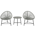Rattan Bistro Set, Cushioned Acapulco Chairs, Glass Table