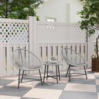 Rattan Bistro Set, Cushioned Acapulco Chairs, Glass Table