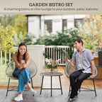 Rattan Bistro Set, Cushioned Acapulco Chairs, Glass Table