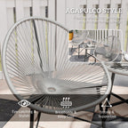 Rattan Bistro Set, Cushioned Acapulco Chairs, Glass Table