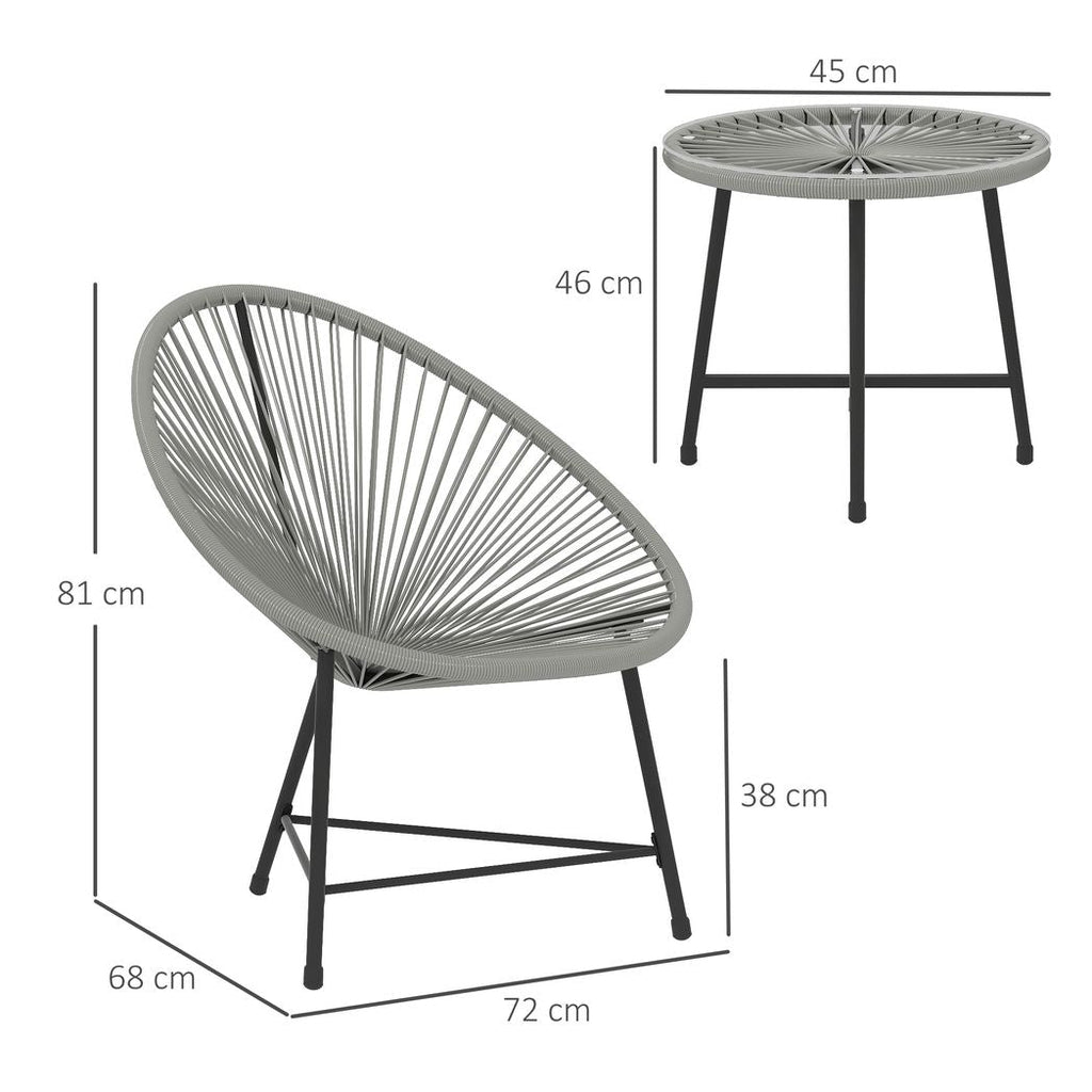 Rattan Bistro Set, Cushioned Acapulco Chairs, Glass Table