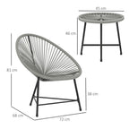 Rattan Bistro Set, Cushioned Acapulco Chairs, Glass Table