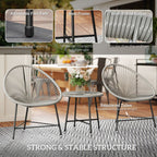 Rattan Bistro Set, Cushioned Acapulco Chairs, Glass Table