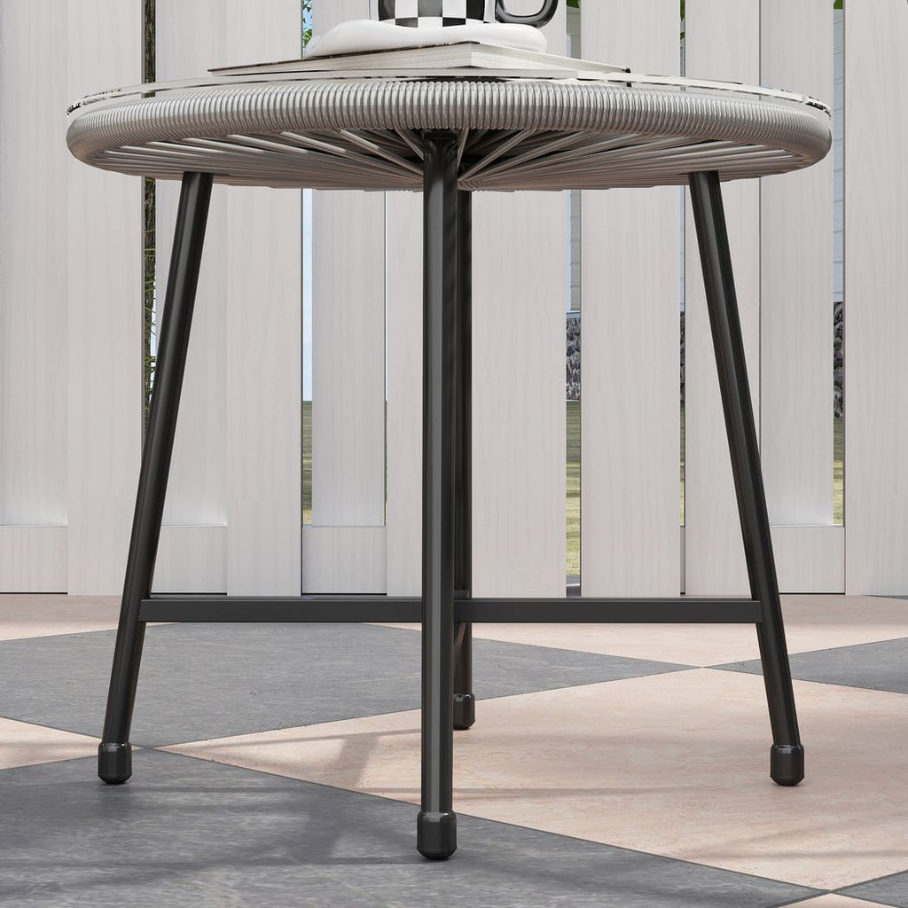 Rattan Bistro Set, Cushioned Acapulco Chairs, Glass Table