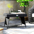 Foldable Outdoor Coffee Table, Steel Frame Rattan Side Table